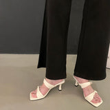 Bonnyshow  Designer Summer Women Open Toe Slippers Fashion Comfort High Heel Party Dress Slides Shoes