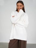 Bonnyshow Solid Color Basic Knitted Sweate Women's  Autumn Winter Thicken Fashion Casual Sweate Oversized Warm Female Pullover