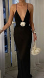 Bonnyshow Sexy Mermaid Spaghetti Straps Floor Length Black Evening Dress Prom Dresses SD1710