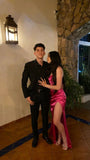 Bonnyshow Charming Satin Mermaid Long Party Dress Graduation Dress Evening Dress SD1726