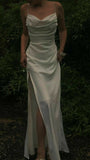 Bonnyshow Sexy Mermaid Spaghetti Straps Sleeveless Floor Length Long Evening Dress Prom Dresses SD1733