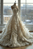 Bonnyshow Princess Ball Gown Sweetheart Neckline Pleats White Tulle Wedding Dresses SD1751