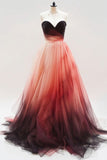 Bonnyshow Retro Ball Gown Sweetheart Ombre Pink Party Dress Prom Dress Evening Dress SD1764