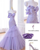 Bonnyshow Aesthetic Mermaid Sweetheart Lilac Tulle Party Dress Long Prom Dress Evening Dresses SD1777