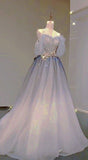 Bonnyshow Aesthetic Ball Gown Off The Shoulder Tulle Party Dress Long Prom Dress Evening Dresses SD1791