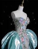 Bonnyshow Modest Mermaid Sweetheart Satin Blue Party Dress Long Prom Dress Evening Dresses SD1859