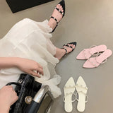 Bonnyshow  Luxury Crystal Flower Wedges Slippers Women Fashion Pointed Toe Backless Slides Sandals Designer Shoes Elegant Party Dress Shoes