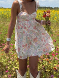 Bonnyshow  Women V-Neck Maxi Dress Sleeveless Ruffle Floral Print Boho Beach Dress Summer Casual Long Dress with Pockets