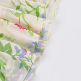 Bonnyshow  Elegant Charming Floral Print Spaghetti Strap Dress French Style Prairie Chic Ruffles Trim Knee Length Dresses Retro