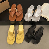 Bonnyshow  Summer Fashion Thin Low Heels Slippers Women Round Clip Toe Beach Casual Sandals Flip Flops Shoes Zapatos De Mujer