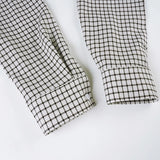 Bonnyshow  Back Tie-up Bow Checkerboard Shirt Women's Fall Spring Single-breasted Turn-down Collar Blouses Ladies Retro Plaid Tops