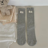 Bonnyshow Korean Cotton Ruffles Middle Tube Socks for Women Solid Color Label Pile up Socks Japanese Lolita Girl Accessories New year gift