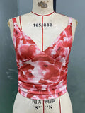 Bonnyshow  Women's V Neck Cami Tops Sleeveless Spaghetti Strap Floral Print Camisole Beach Sexy Short Vest Summer 2025