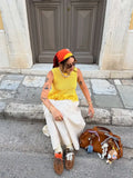 Bonnyshow  Trendy Yellow Fringe Patchwork Woman Vest Top Boho Chic Sleeveless Summer Knit Streetwear 2025 Fashion Hollow Out Casual Blouse