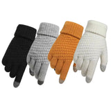 Bonnyshow Women Men Warm Winter Touch Screen Gloves Stretch Classical Knit Mittens Wool Full Finger Outdoor Cycling Driving Glove