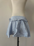 Bonnyshow  Loose Casual Blouse Stripe Shirts Mini Skirt 2 Pieces Sets Women Suit Spring Summer High Waist Short Skirt Set