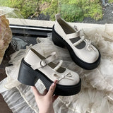 Bonnyshow  Black Super High Heels Mary Jane Shoes Women 2025Goth Chunky Platform Pumps Woman Plus Size Ankle Buckle Party Lolita Shoes