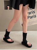 Bonnyshow  Spring Autumn Clip Toe Women Sandals Fashion Platform Thick Bottom Shoes Ladies Slip On Sandalias Booties