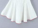 Bonnyshow  Floral Embroidery White Mini Sleeveless Dress Women Sexy V Neck Low Waist A-line Party Dresses Summer Robe 2025