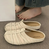 Bonnyshow  Retro Fashion Sandals Summer Outdoor Wear Soft Sole Versatile Lady Beach Shoes Hollow Breathable New Woven Comfort Women Sandals