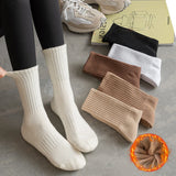 Bonnyshow Winter Terry Socks Women Men Warm Thicken High Tube Cotton Sock Female Versatile Solid Color Thermal Sports Socks