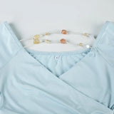 Bonnyshow  Simple Beading V-Neck Hotsweet Summer T-Shirts Short Sleeve Slim Cute Design Fashion Women Blouses