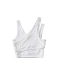 Bonnyshow Sexy Camis Solid Knit Short Hollow Out Sleeveless Tank Tops