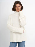 Bonnyshow Women Turtleneck Sweater Autumn Thick Warm Pullover Tops NEW Winter Oversized Casual Loose Knitted Jumper Female pull