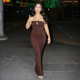 Bonnyshow  Summer Sexy U-Neck Strapless Pleated Hip Hugging Dress