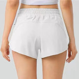 Bonnyshow    Brighter Color Women Yoga Sports Shorts With Liner 3" Side Zipper Pockeks Running Gym Exercise Workout training Shorts
