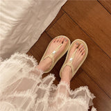 Bonnyshow  Summer Shoes Women Bohemia Beach Flip Flops Soft Flat Sandals Woman Casual Comfortable Plus Size Wedge Sandals