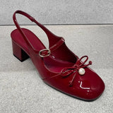 Bonnyshow  Elegant Women's High Heels Sandals Summer Bow Bead Shallow Buckle Mary Janes Shoes 2025 New Slingback Pumps Designer Lady Shoes