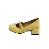 Bonnyshow  Thick Heel Women's Mary Jane Shoes Fashion Butterfly-knot Slip On Shoes Spring Autumn Party Candy Color Shoes