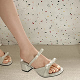 Bonnyshow  Designer Summer Thick Heel Women Slippers Fashion Butterfly-knot Ladies Outdoor Dress Slides Sandalias