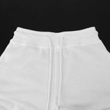 Bonnyshow Women Pants White New Summer Sweet Fashion Drawstring Pants Sexy Club Casual Loose Party Female Versatile Simple Knitted Shorts