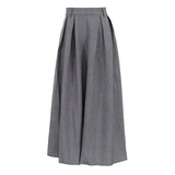 Bonnyshow New Autumn and Winter Half-length Skirt Retro Solid Color Swing Skirt Fashionable Temperament High Waist Pleated Skirt