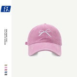 Bonnyshow Vintage Cowboy Bow Knot Baseball Caps Korean Embroidery Bow Knot Hip Hop Hat Fashion Baseball Caps Outdoor Cycling Sun Hat Women