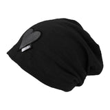 Bonnyshow Autumn Cotton Beanie Cap for Women Solid Color Heart Slouchy Cap Korean Hip Hop Female Loose Hats Girls Skullcap