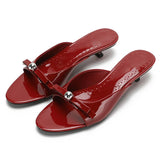 Bonnyshow  New Summer Thin Low Heels Slippers Women Fashion Butterfly-knot Open Toe Sandals Female Slides Shoes