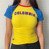Bonnyshow  Y2K Jersey High Street Short Sleeved T-shirt For Women's 2024 Summer New High-Quality Pattern Printed Jamaica Fashion T-Shirt