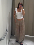 Bonnyshow  Summer Women's Flower Printed Long Pants Fashion Loose Pleated Female Wide Leg Trousers Casual New Chic Lady Pants Street
