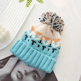 Bonnyshow Winter Knit Beanies for Women Colorful Pompom Thick Warm Pullover Hats Anti-Cold Outdoor Windproof Woolen Caps Bonnet