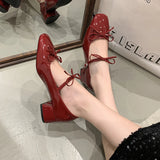 Bonnyshow  Spring Autumn Women Mary Jane Shoes Fashion Butterfly-knot Shoes Casual Low Heel Dress Street Style Shoes
