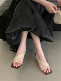 Bonnyshow  Women Sandals Designer Wedges Heels Shoes Summer Fashion Square Open Toe Party Dress Zapatos De Mujer
