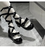 Bonnyshow  Original Lolita Style Round Head Low Heel Bow Mary Jane Shoes Elegant Casual 2025 New Spring and Autumn Women's Pumps