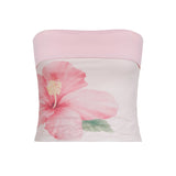 Bonnyshow  Fashion Flower Prints Sweet Women Straps Tops Backless Skinny Exquisite Design Causal Simple Blouses