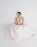 Bonnyshow Couture Blush Pink 3D Flower Long Evening Dresses Princess Flower A-line Women Formal Party Dress Lace Up Back