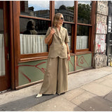 Bonnyshow  Chic One Button Women's Blazer Coat Elegant Laple Short Sleeve Shoulder Pad Pockets Jacket Female Summer Lady Commute Outwears
