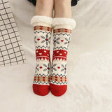 Bonnyshow Christmas Legwarmers Elk Snowflake Pattern Slipper Socks Knitted Socks Anti-slip Carpet Socks Christmas Gift Women's Accessories