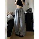 Bonnyshow Casual Grey Sweatpants Women Korean Style Wide Leg Sports Pants Harajuku Basic Oversize High Waist Black Trousers Female